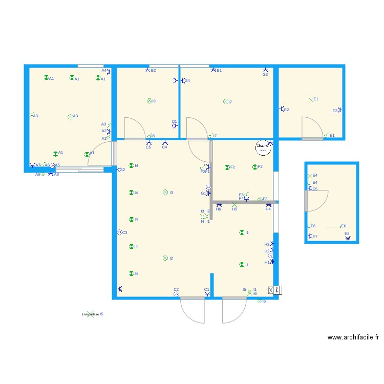 Schéma de position. Plan de 7 pièces et 74 m2