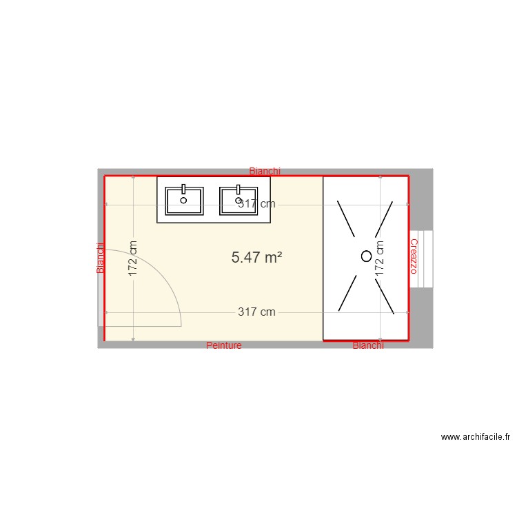 Morin. Plan de 1 pièce et 5 m2