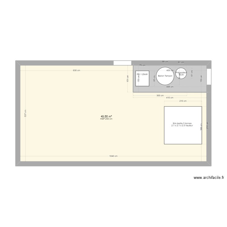 dubos. Plan de 2 pièces et 56 m2