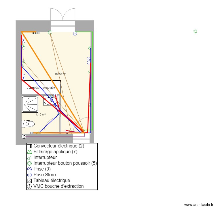 chambres 7 RDC electricité. Plan de 0 pièce et 0 m2