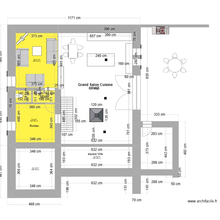 la Fraise 1 er etage. Plan de 6 pièces et 122 m2