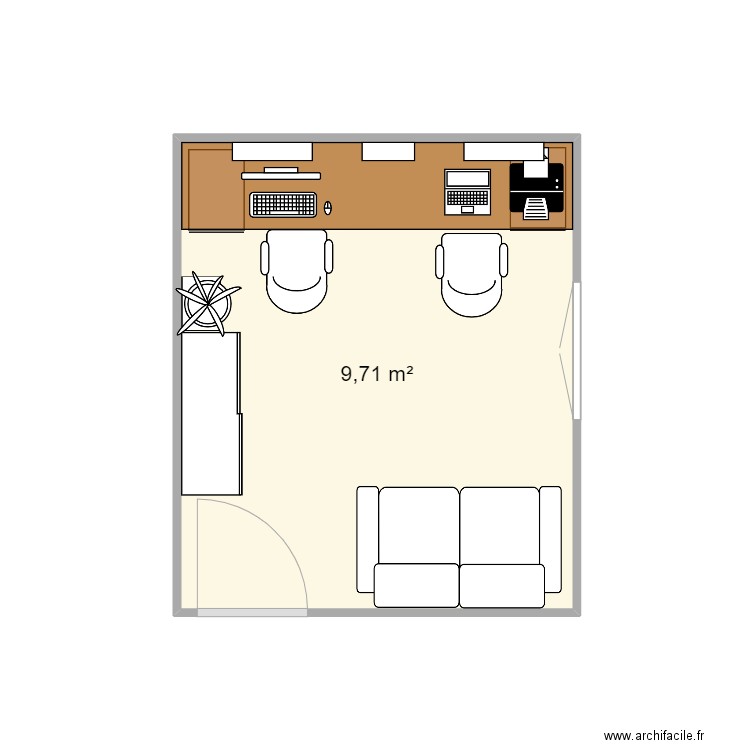 Bureau Cunac. Plan de 1 pièce et 10 m2