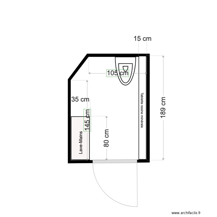 Toilettes. Plan de 0 pièce et 0 m2