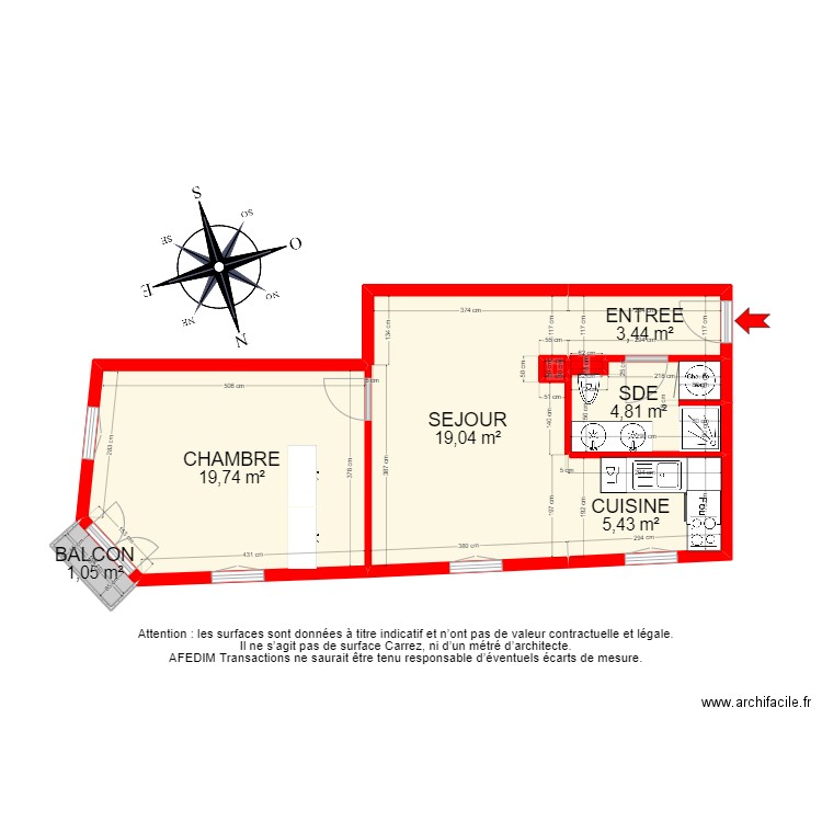 BI12251 - Appartement. Plan de 9 pièces et 59 m2