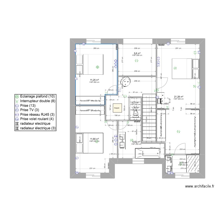 R+1 VILLA CELYA. Plan de 8 pièces et 68 m2