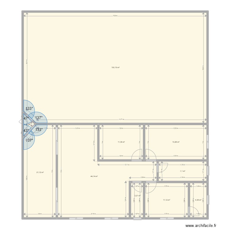 1er étage Combani Definitif. Plan de 10 pièces et 271 m2