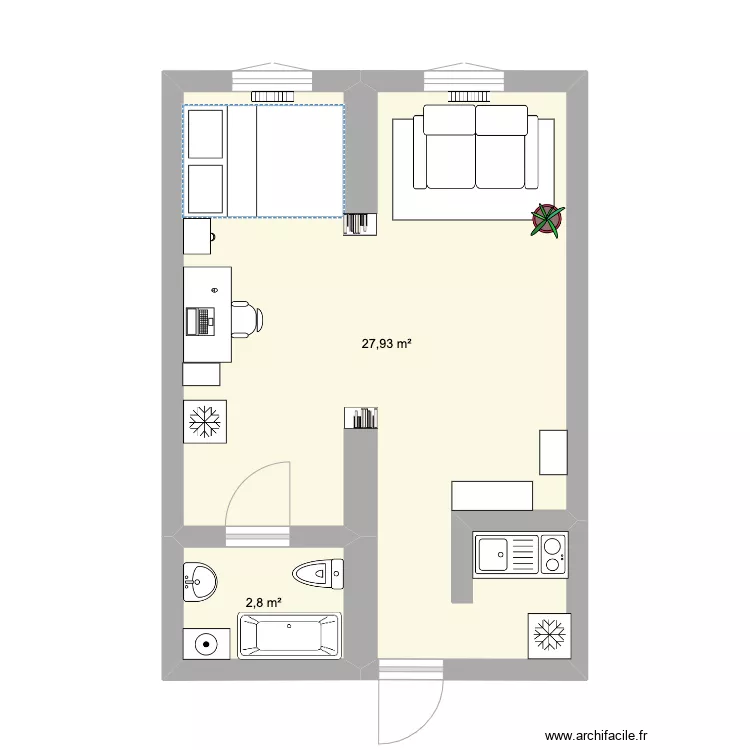 Studio 2. Plan de 
