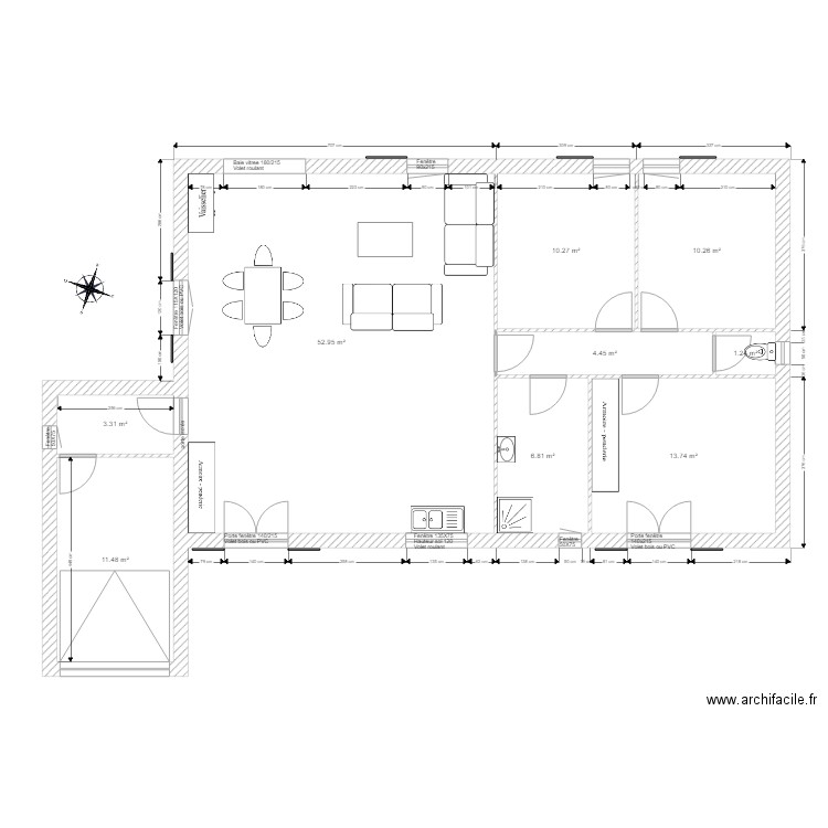 Maison nue meubles. Plan de 0 pièce et 0 m2