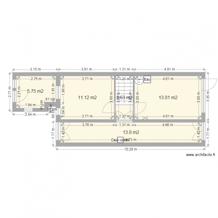 après projet. Plan de 0 pièce et 0 m2