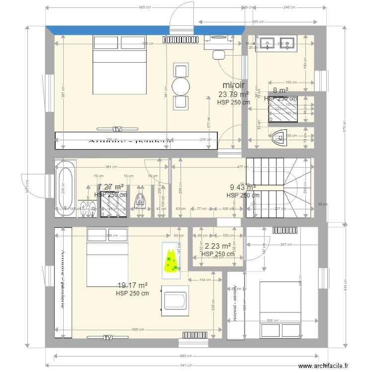 PLAN LAMEE Etage 20210204 sdb . Plan de 0 pièce et 0 m2