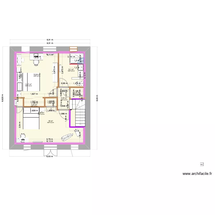 etage_v12 WC dans SdB. Plan de 8 et 90 m² etage_v12 WC dans SdB. Plan de 8 et 90 m²