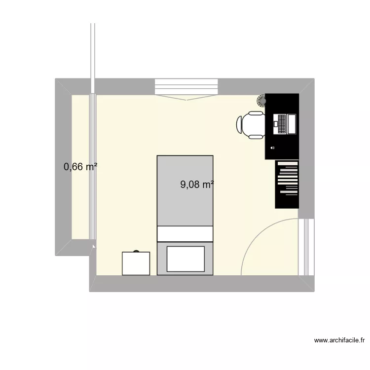 chambre Matthieu. Plan de 2  et 10 m²