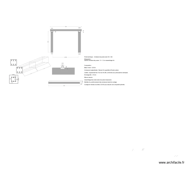 Poutre Clichy sous bois. Plan de 