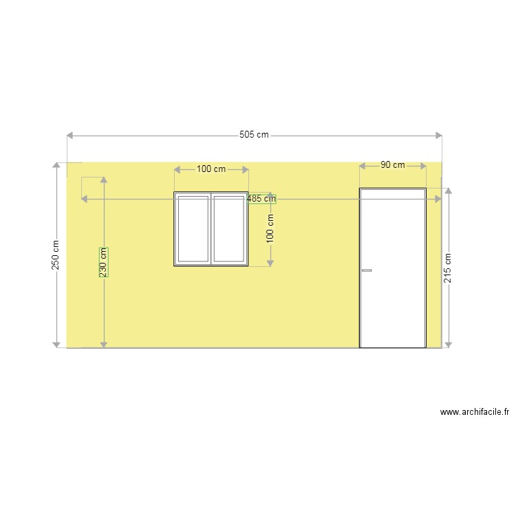 Façade cabanon vue cote terrasse dim. Plan de 1 pièce et 11 m2