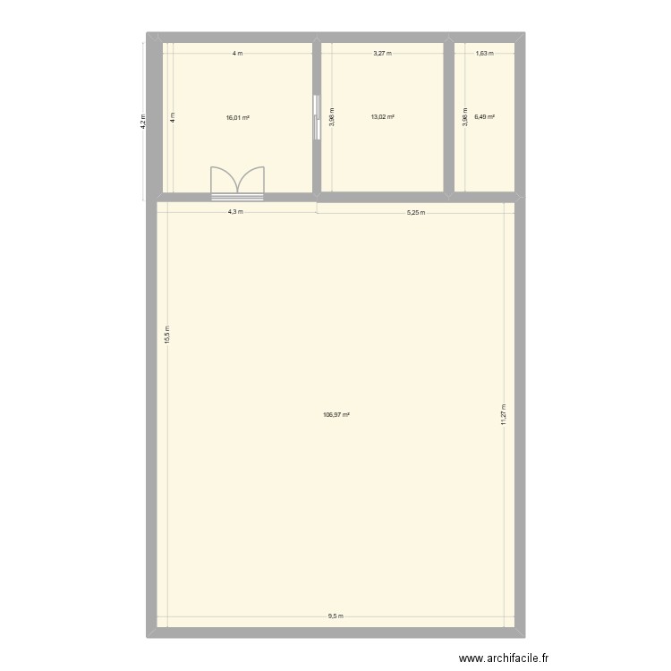 plan 150 n°1. Plan de 4 pièces et 142 m2