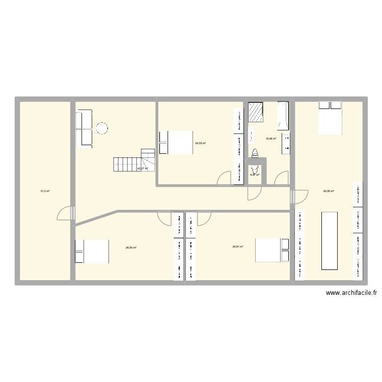 Belgium chambres. Plan de 8 pièces et 201 m2
