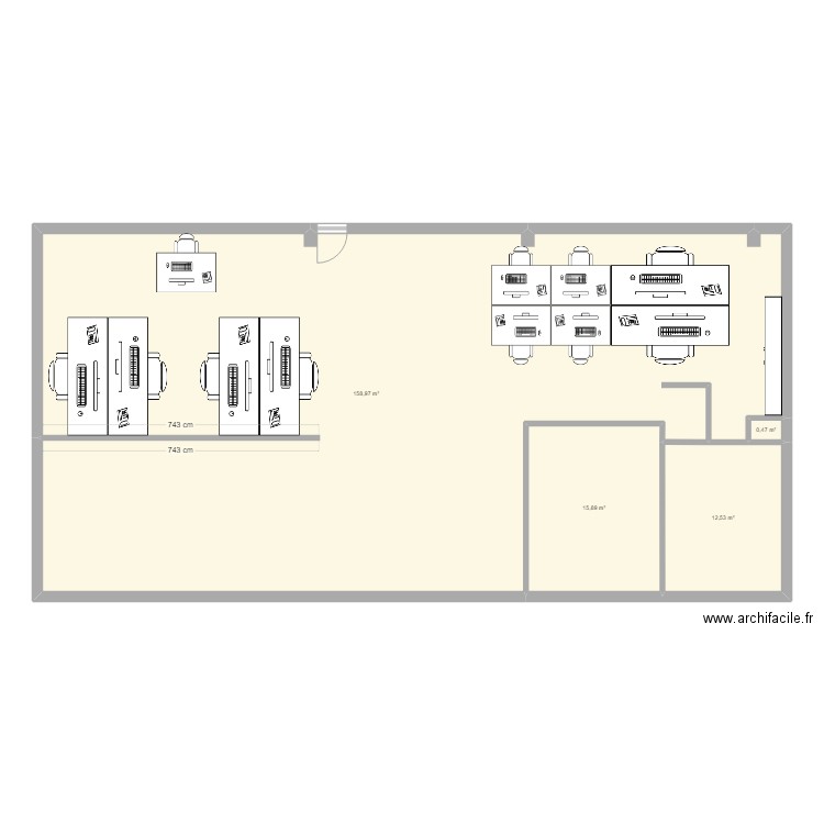 open space. Plan de 4 pièces et 188 m2