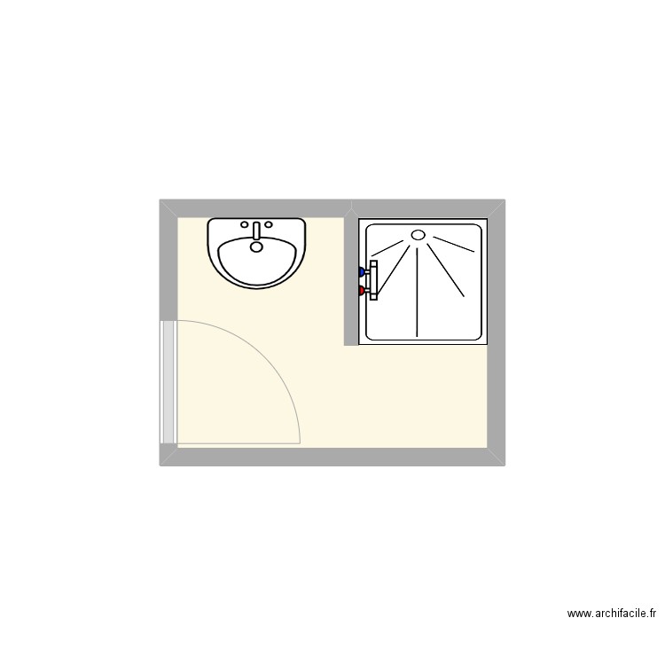 Hauw Salle d'eau. Plan de 1 pièce et 2 m2