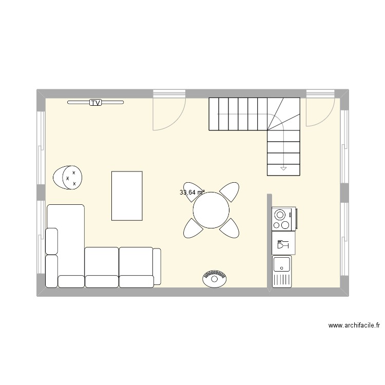 Oherville 3. Plan de 1 pièce et 34 m2