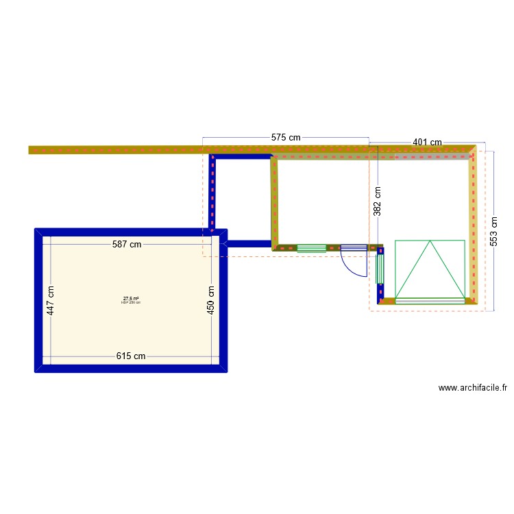 garage. Plan de 1 pièce et 28 m2
