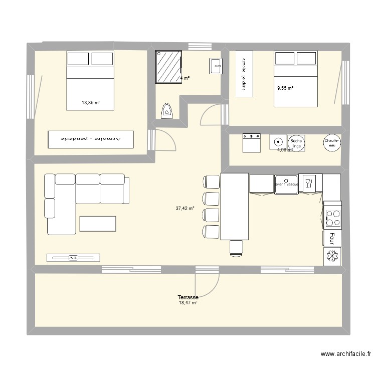 RENEE 2. Plan de 6 pièces et 87 m2