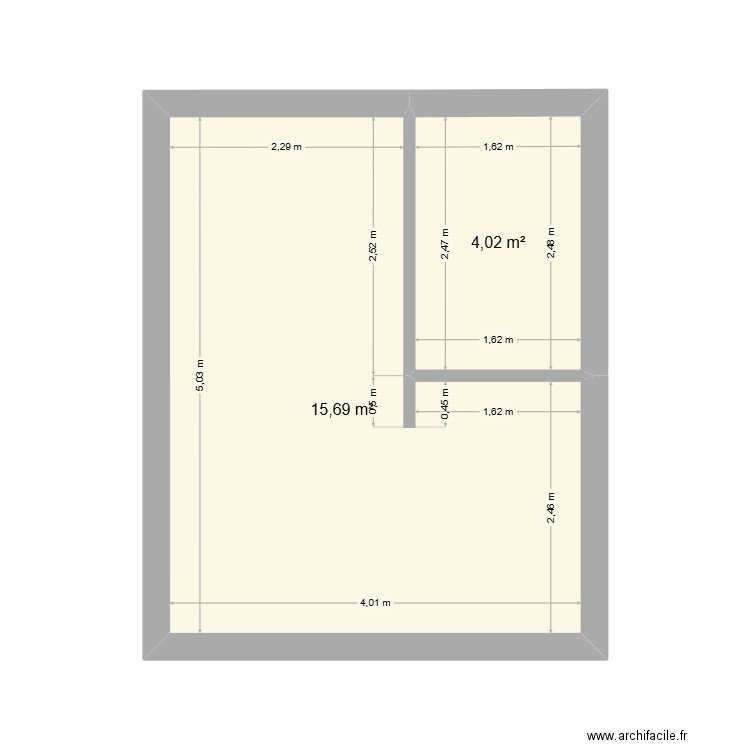 Amardeil. Plan de 2 pièces et 20 m2