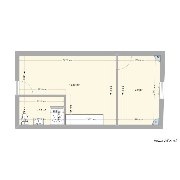 Lacretelle - Lot 4. Plan de 3 pièces et 32 m2
