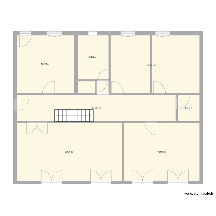 1er étage - Actuel. Plan de 7 pièces et 116 m2