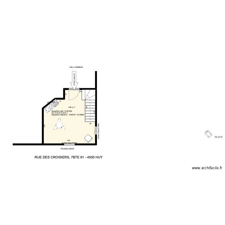 croisiers2. Plan de 1 pièce et 15 m2