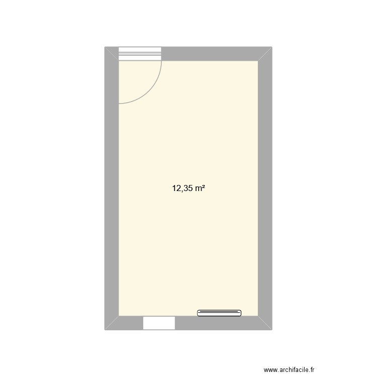 chambre. Plan de 1 pièce et 12 m2