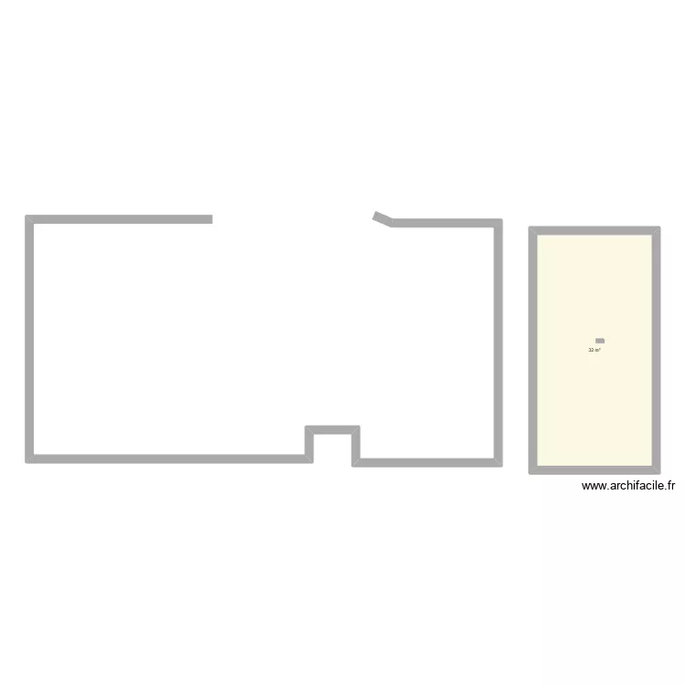 garage. Plan de 1  et 32 m²