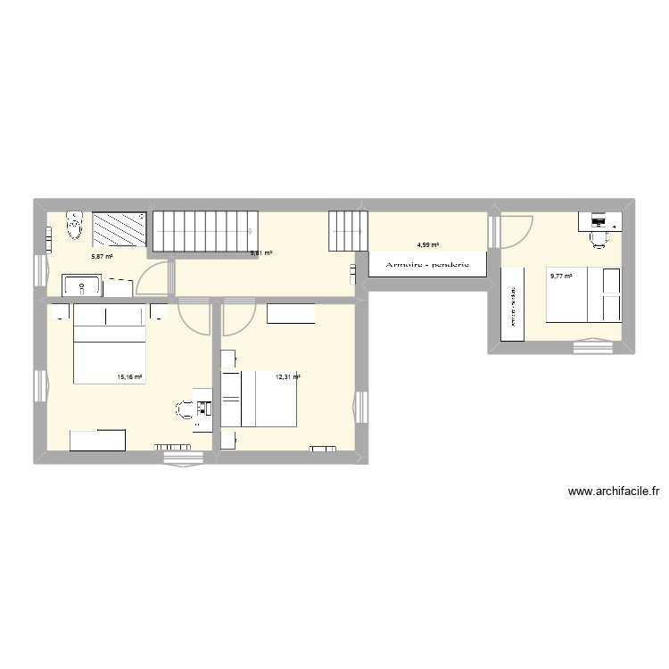 &eacute;tage. Plan de 0 pièce et 0 m2