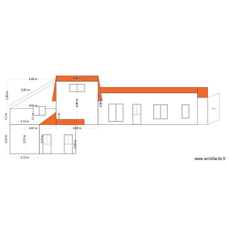 Facade cot&eacute;. Plan de 0 pièce et 0 m2