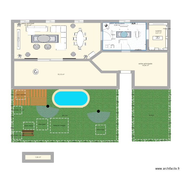 termosilmore. Plan de 6 pièces et 74 m2