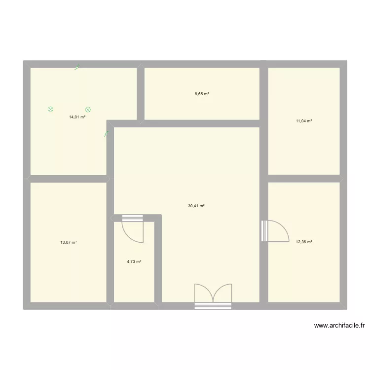 maison avec &eacute;lectricit&eacute;. Plan de 7  et 94 m²