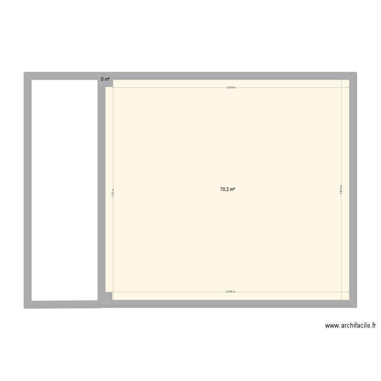 atelier. Plan de 2 pièces et 70 m2
