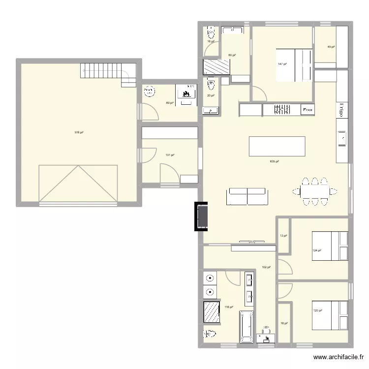 Robert V4. Plan de 15  et 195 m²