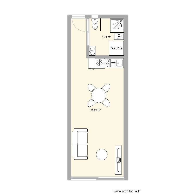 extension 1. Plan de 2 pièces et 30 m2