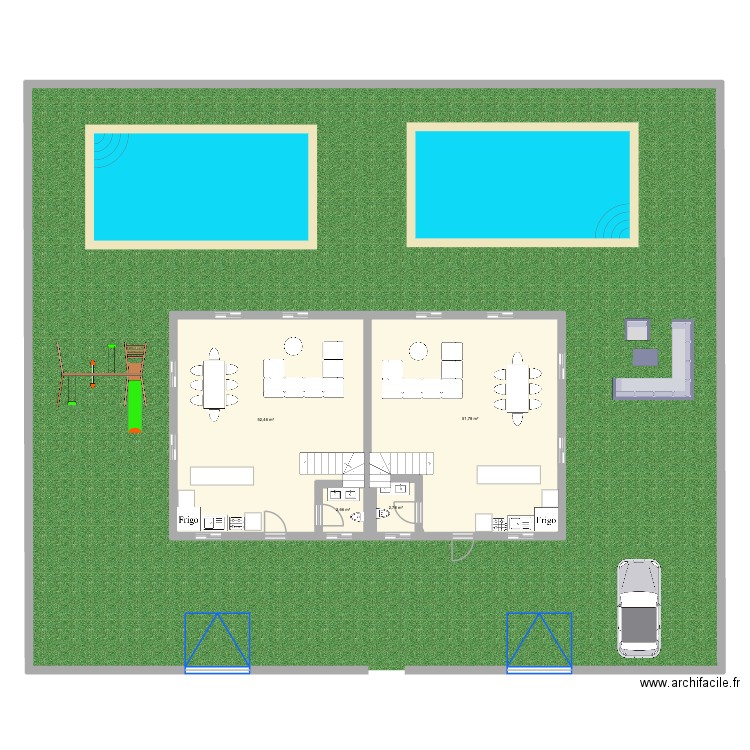 Maison tunisie. Plan de 4 pièces et 110 m2