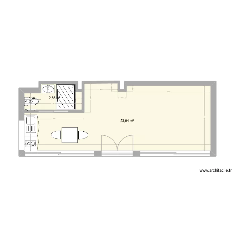 guinguette 2. Plan de 2  et 26 m²