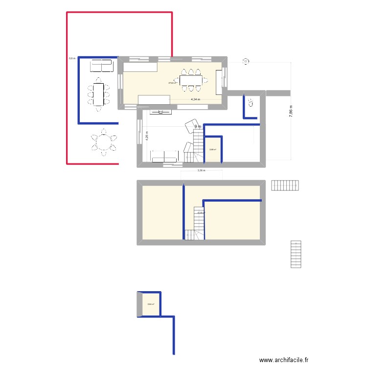 Villard les Cochettes V2. Plan de 4 pièces et 74 m2