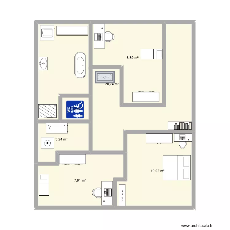 1 er étage p. Plan de 6 et 52 m² 1 er étage p. Plan de 6 et 52 m²
