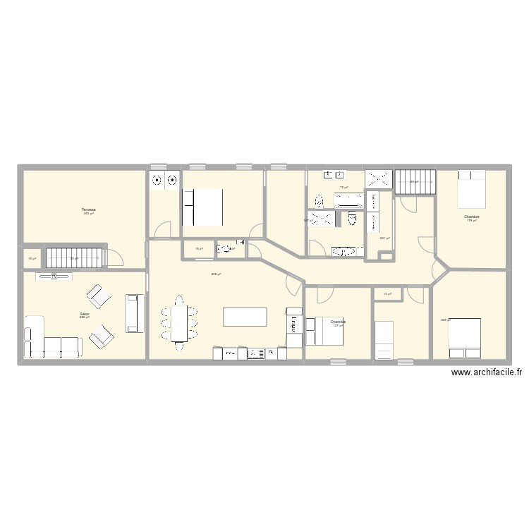 Planta 2 .3.1. Plan de 15 pièces et 212 m2