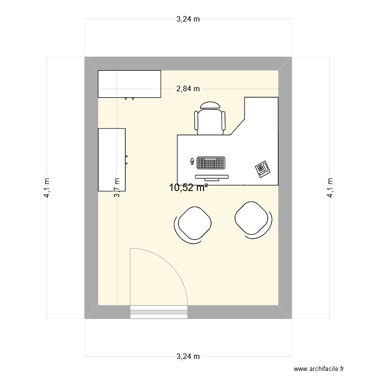 BUREAU PASSERELLE. Plan de 1 pièce et 11 m2