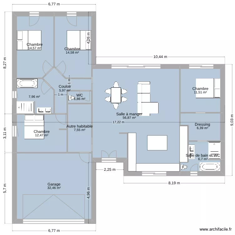 maison T. Plan de 15  et 721 m²