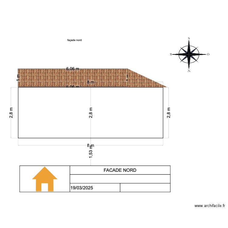 façade nord. Plan de 0 pièce et 0 m2