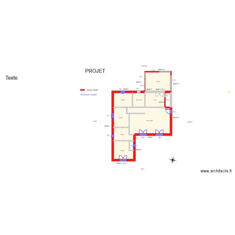 PERINELLI_ Projet a. Plan de 10 pièces et 107 m2