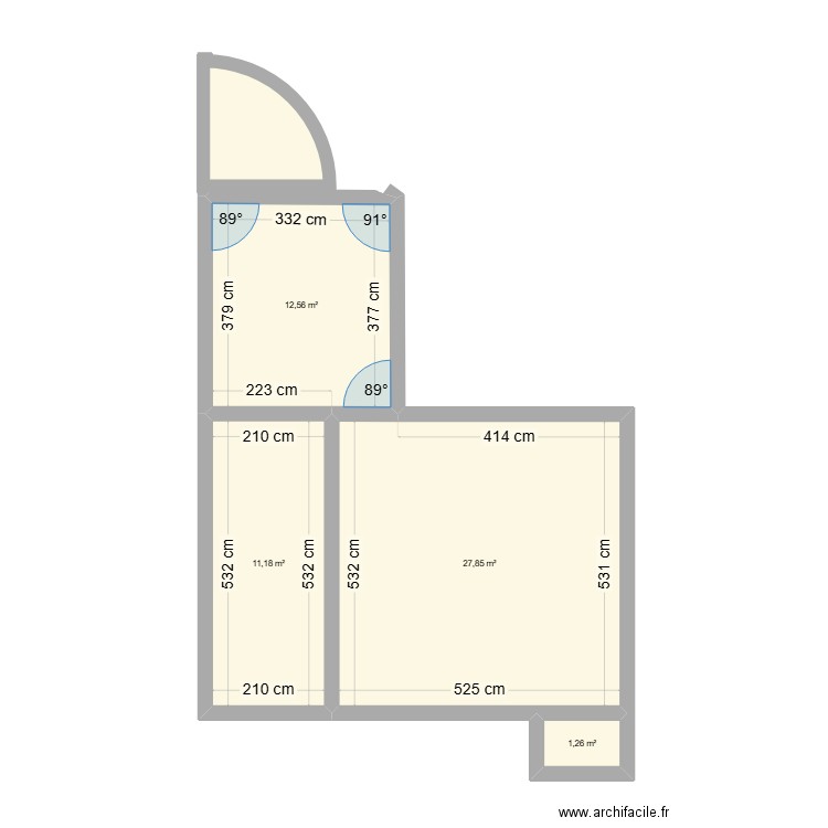 plan de masse avant extension. Plan de 4 pièces et 53 m2