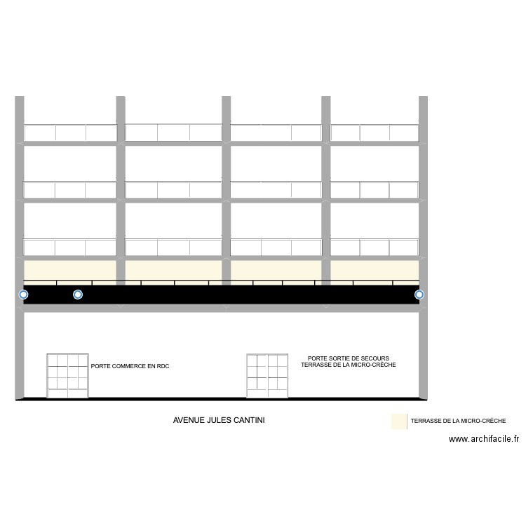 PLAN FAÇADE JULES CANTINI. Plan de 13 pièces et 235 m2