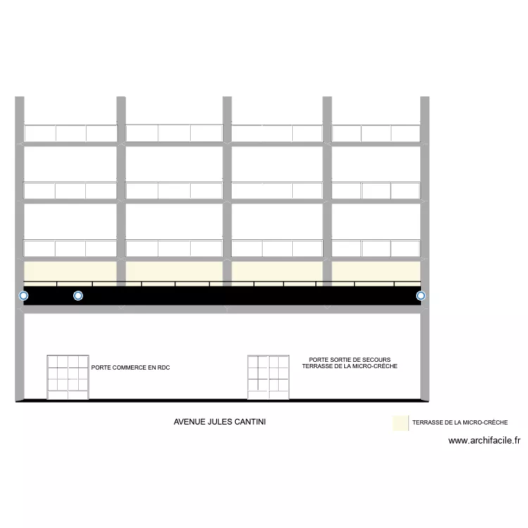PLAN FA&Ccedil;ADE JULES CANTINI. Plan de 
